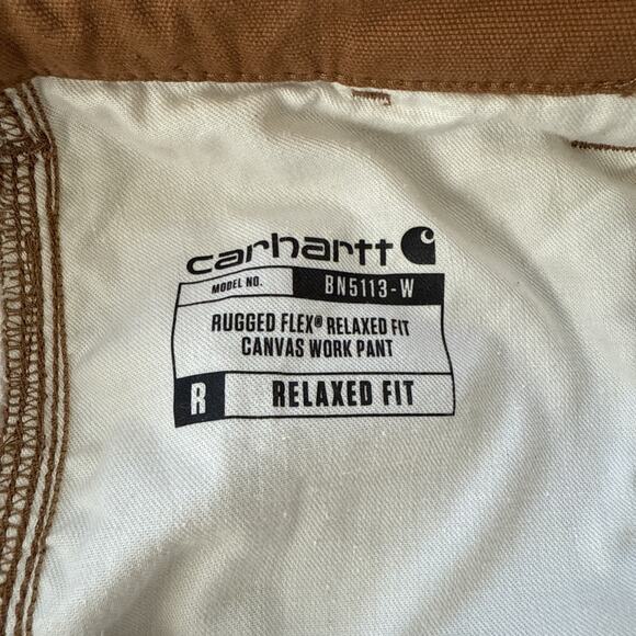 Carhartt Rugged Flex Canvas Work Pants Brown Carpenter Utility Relaxed Fit Sz 10 - Picture 8 of 13